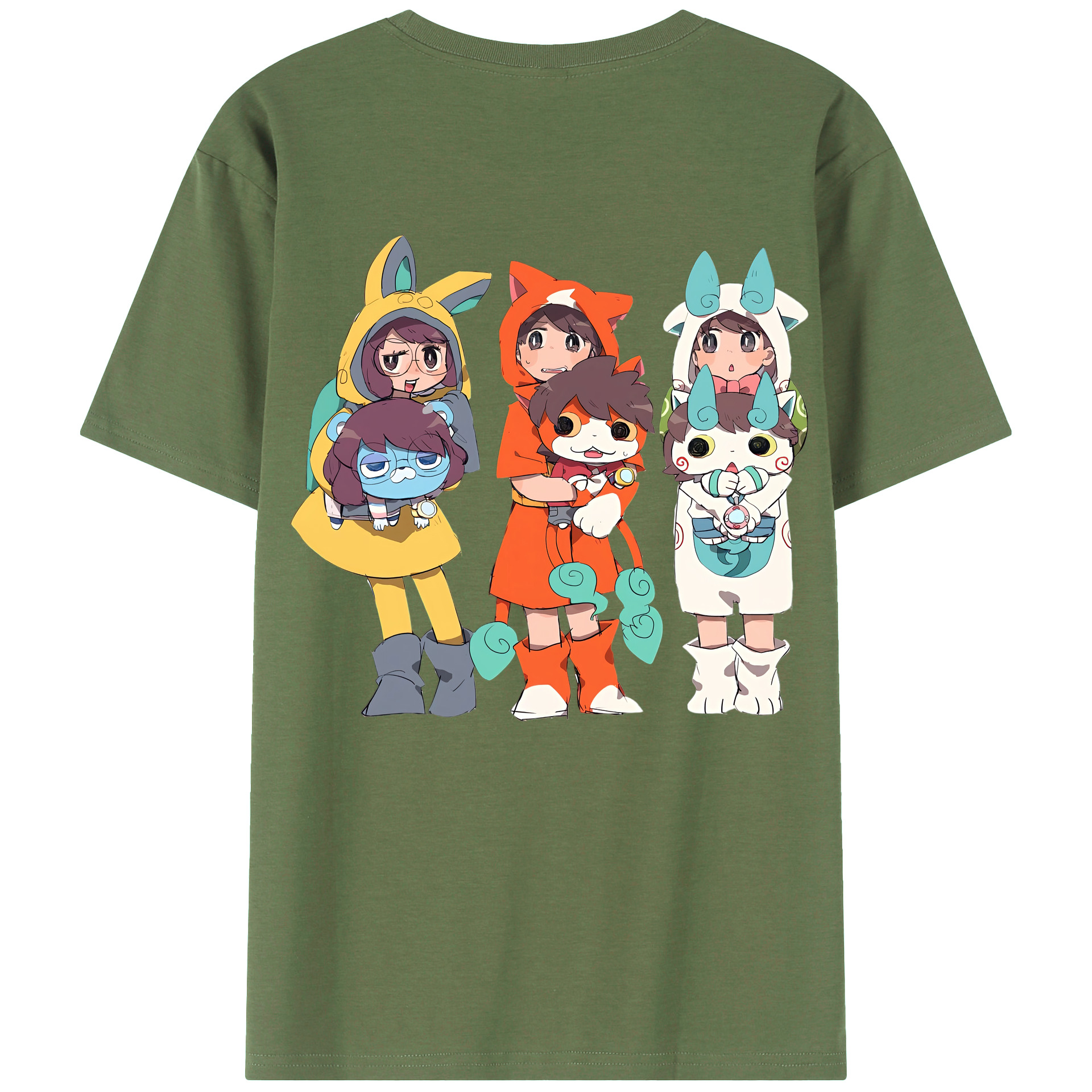 （画像用） 妖怪ウォッチ Yo-kai Watch 綿100％ メンズ半袖Tシャツ（バックプリント） 通気性